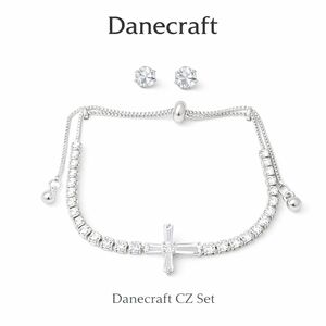 Craft Silver Cross Bracelet with Cubic Zirconia